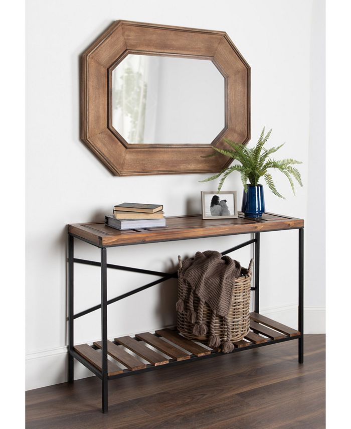 Kate and Laurel Warbrook 26.00 in. W x 26.00 in. H Rustic Brown Round Coastal Framed Decorative Wall Mirror 224464 - The Home Depot