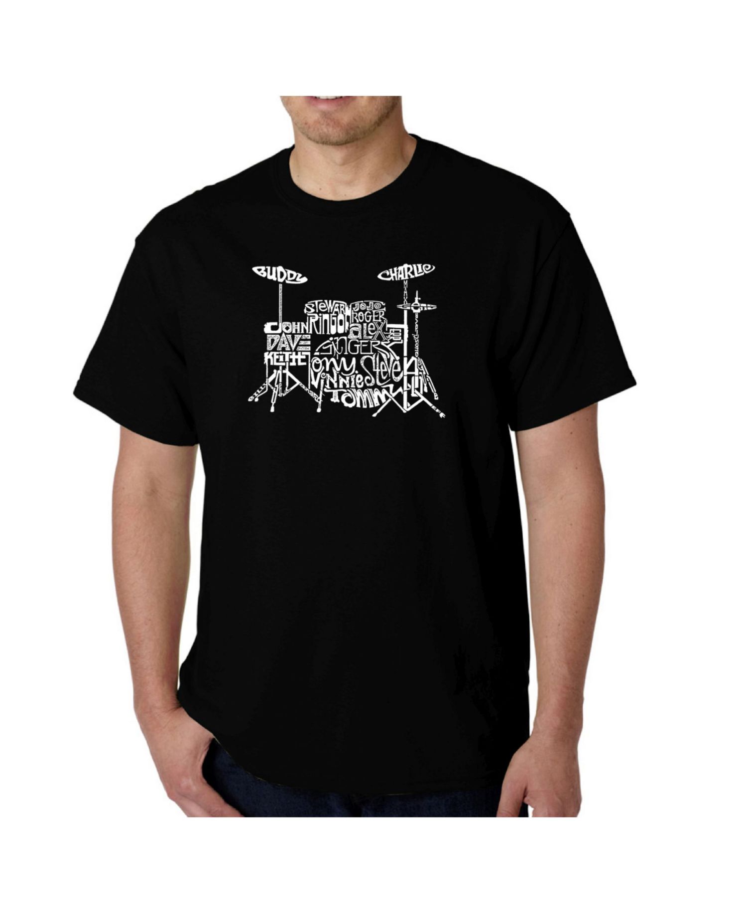 Mens Word Art T-Shirt - Drums
