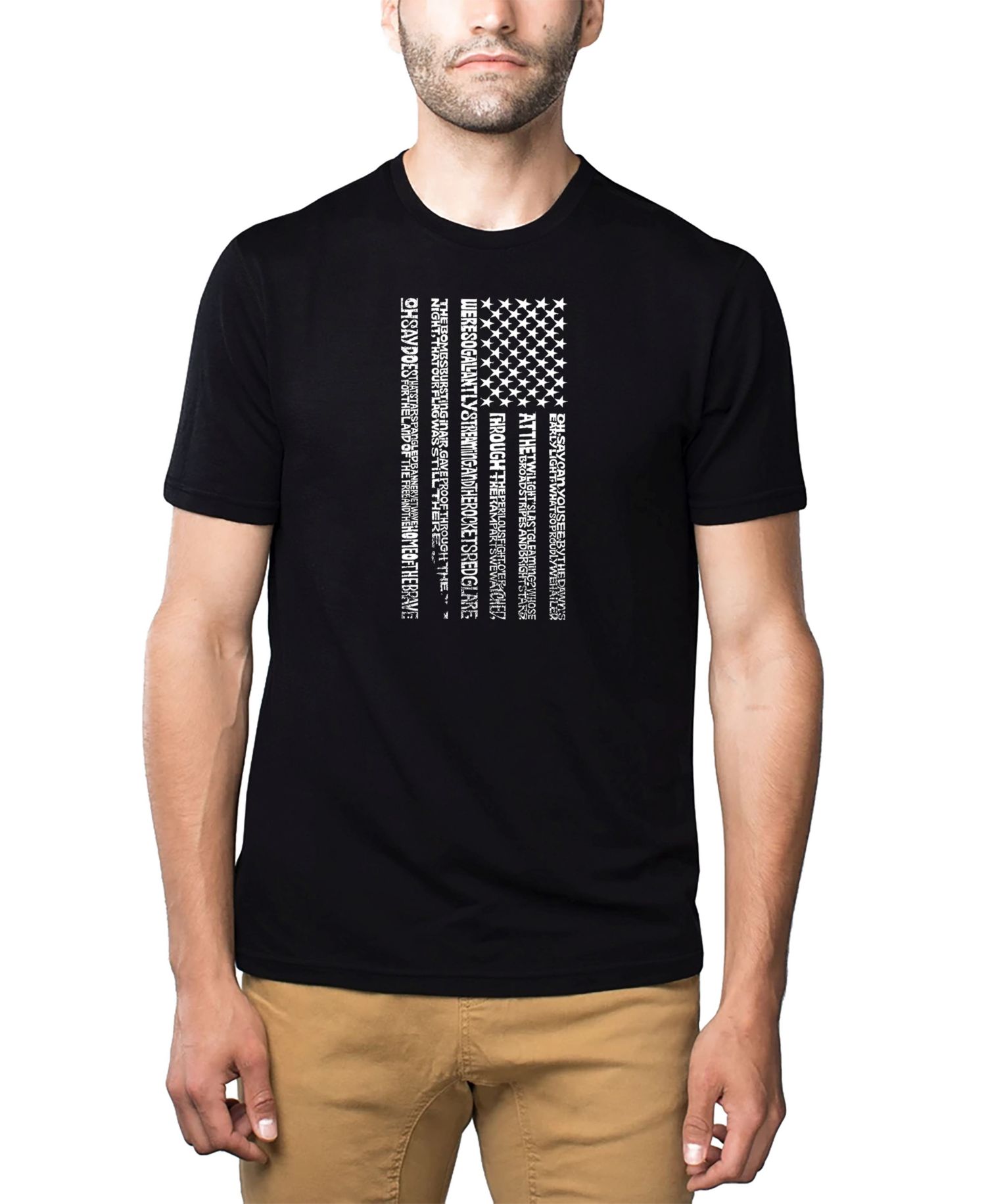 Men's Cotton/Poly Blend Word Art T-Shirt - USA Flag Anthem
