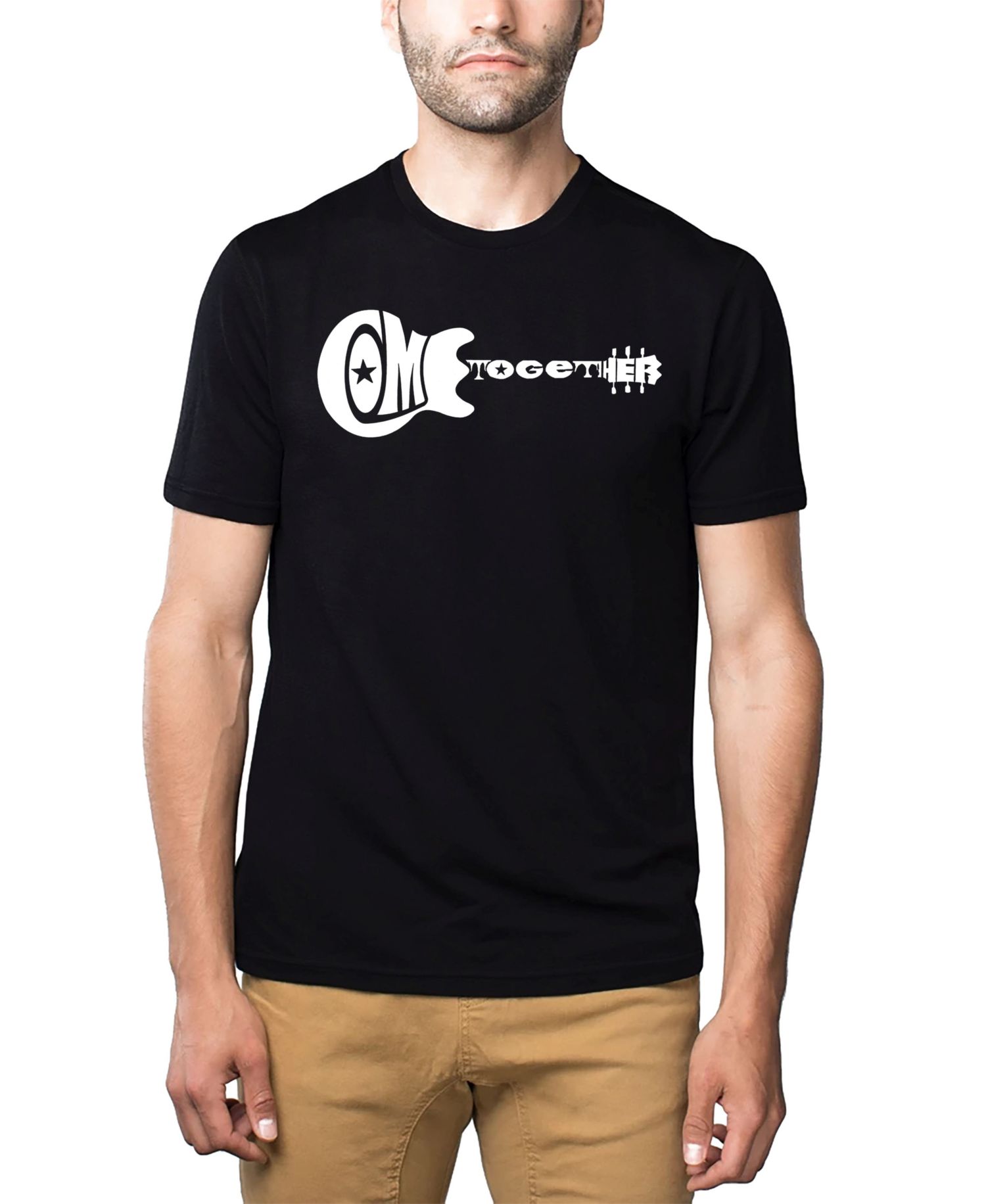 Men's Cotton/Poly Blend Word Art T-Shirt - Guitar Come Together