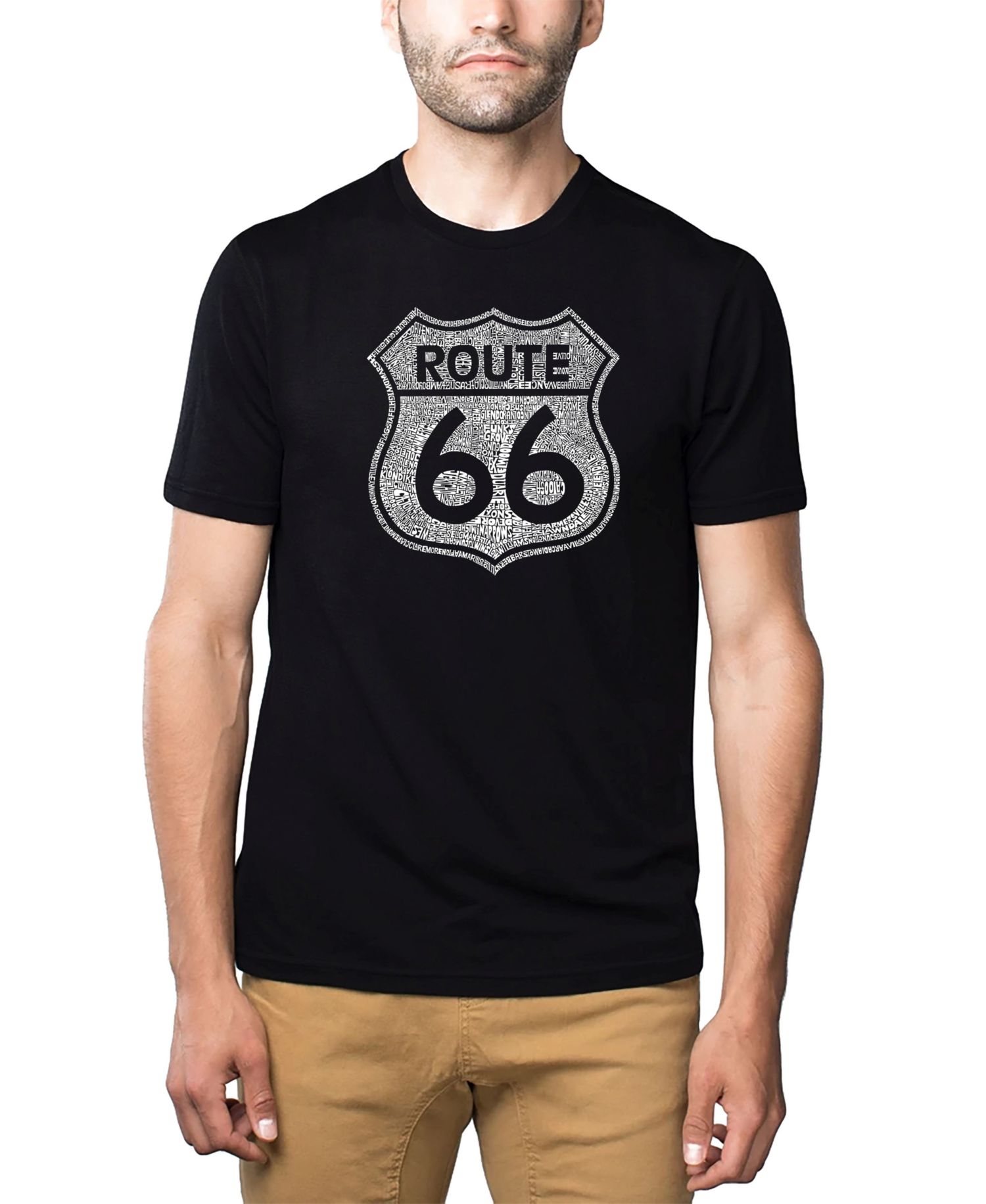 Men's Cotton/Poly Blend Word Art T-Shirt - Route 66