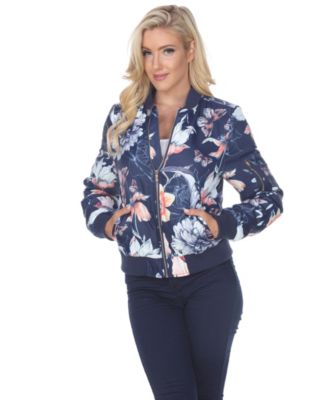 white floral bomber jacket