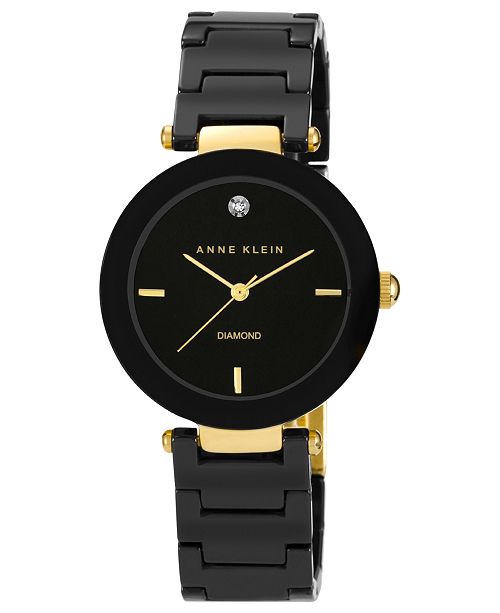 Anne Klein Watch Women S Diamond Accent Black Ceramic Bracelet 33mm Ak 1018bkbk Reviews Watches Jewelry Watches Macy S