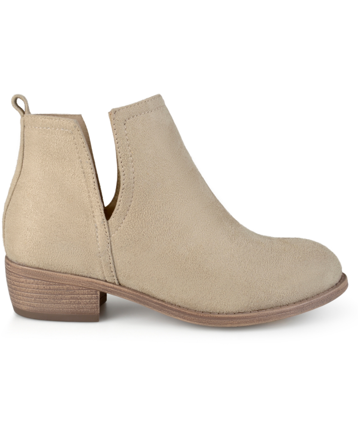 JOURNEE COLLECTION WOMEN'S RIMI NOTCHED ANKLE STACKED HEEL BOOTIES 