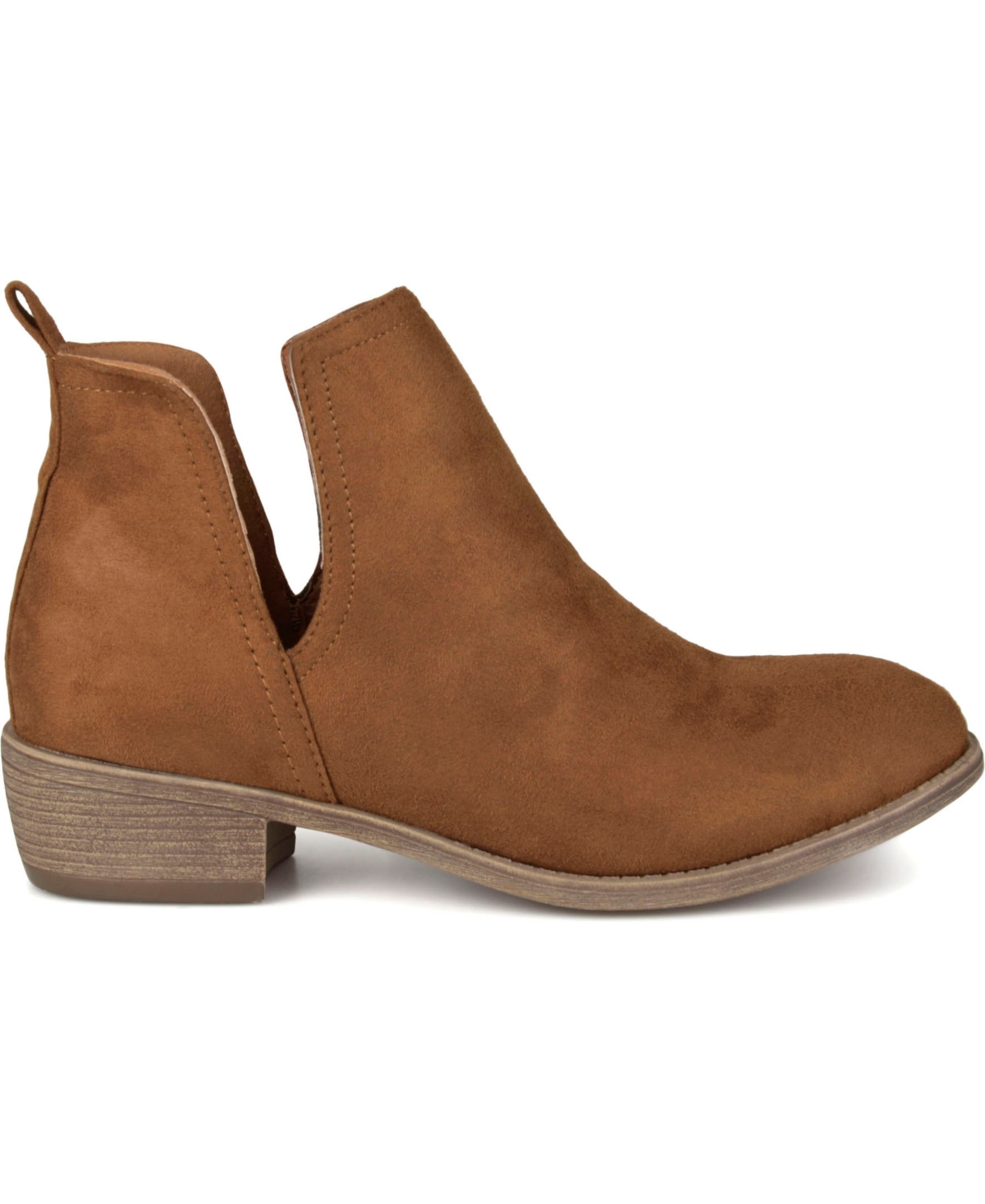JOURNEE COLLECTION WOMEN'S RIMI NOTCHED ANKLE STACKED HEEL BOOTIES 