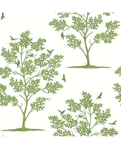 Brewster Home Fashions Woodland Trees And Birds Wallpaper 396 X