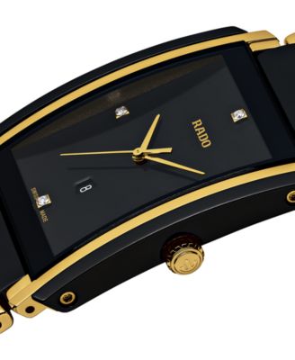 RADO 腕時計 ペアセット ゴールド ブラック Rado Unisex Swiss Integral Diamond Accent Black Ceramic & Gold