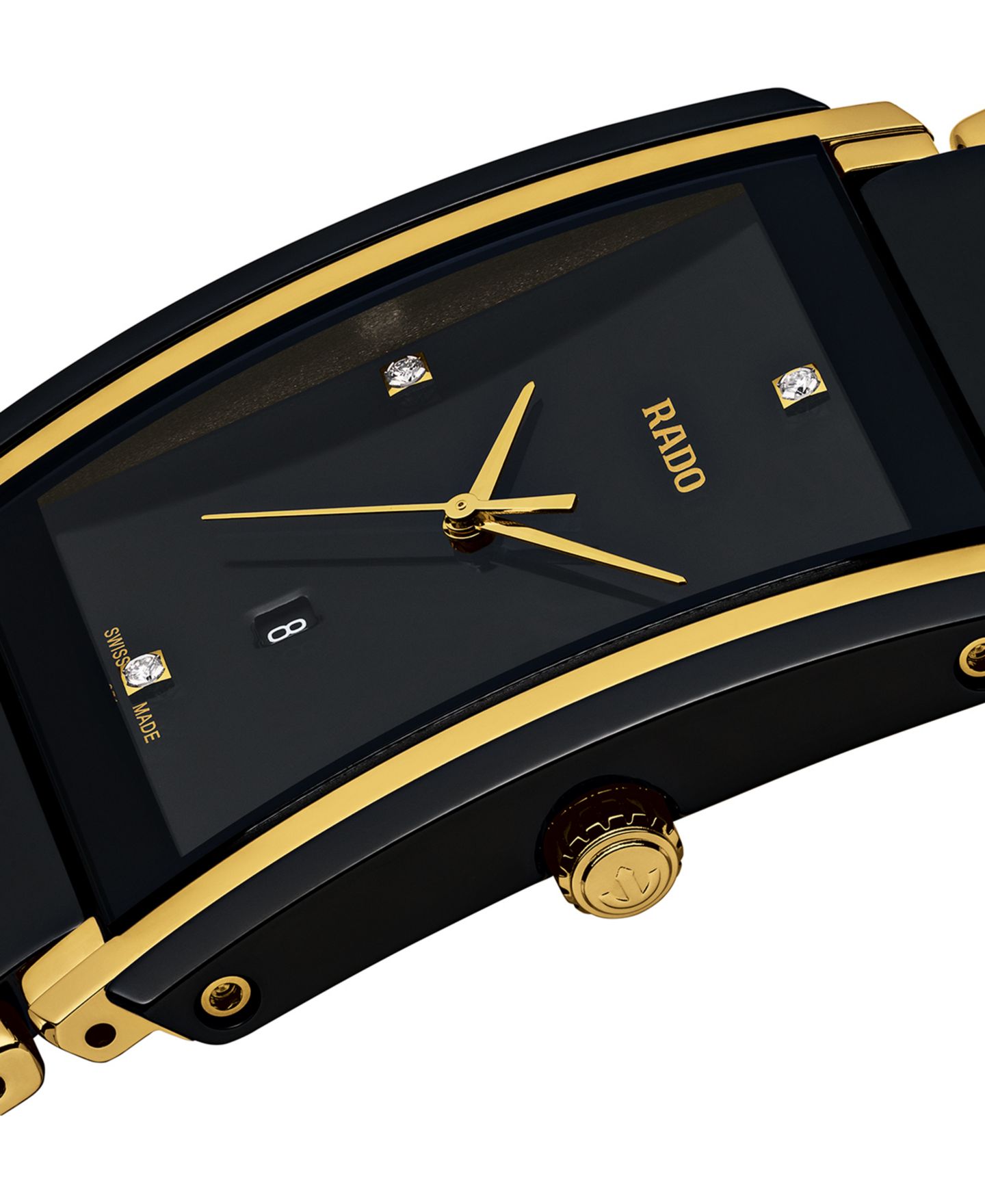 Часы Rado Unisex Swiss Integral Diamond Accent Black Ceramic & Gold-Tone Stainless Steel Bracelet Watch 31x41mm R20204712 — фото 2
