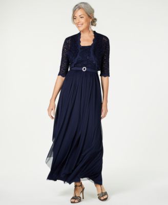 navy blue gown with jacket