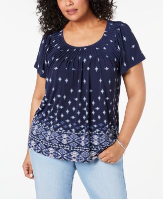 Style & Co - Plus Size Printed Pleated Top
