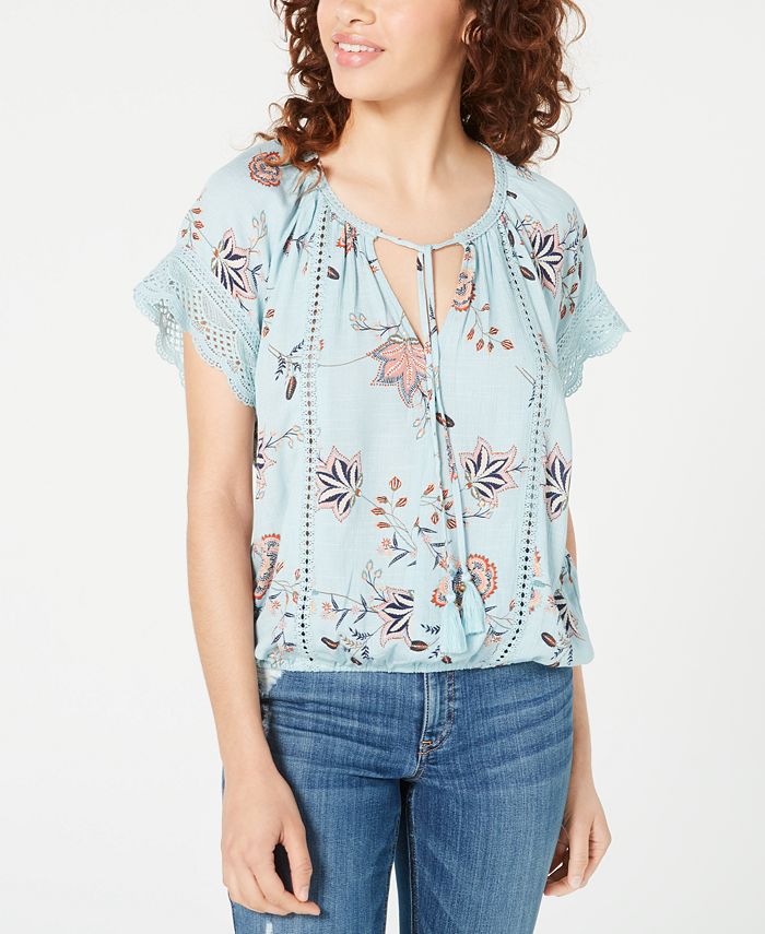 American Rag Juniors' Lace-Mix Peasant Top, Created for Macy's - Macy's