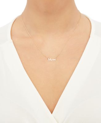 Mom 18" Pendant Necklace in 10k Gold