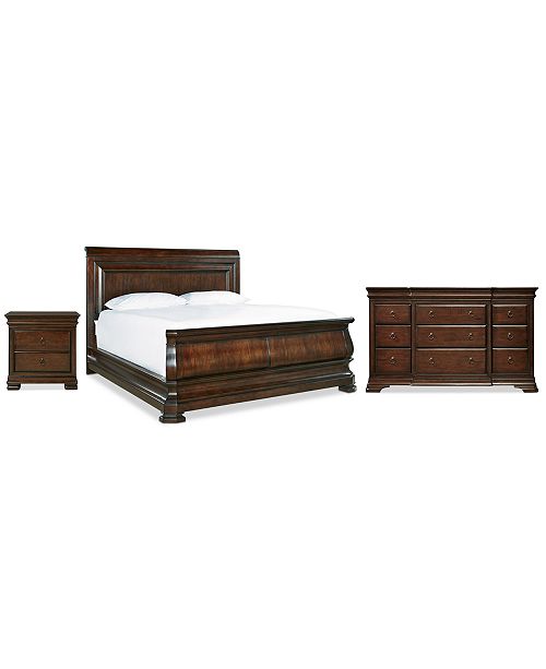 Reprise Cherry Bedroom Furniture 3 Pc Set King Bed Nightstand Dresser