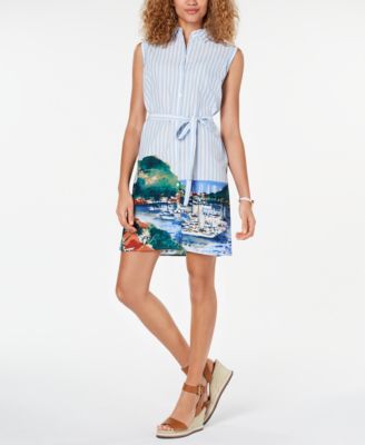 Tommy Hilfiger - Printed-Hem Cotton Shirtdress