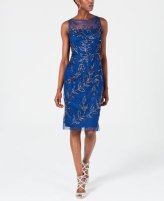 adrianna papell embellished illusion sheath dress