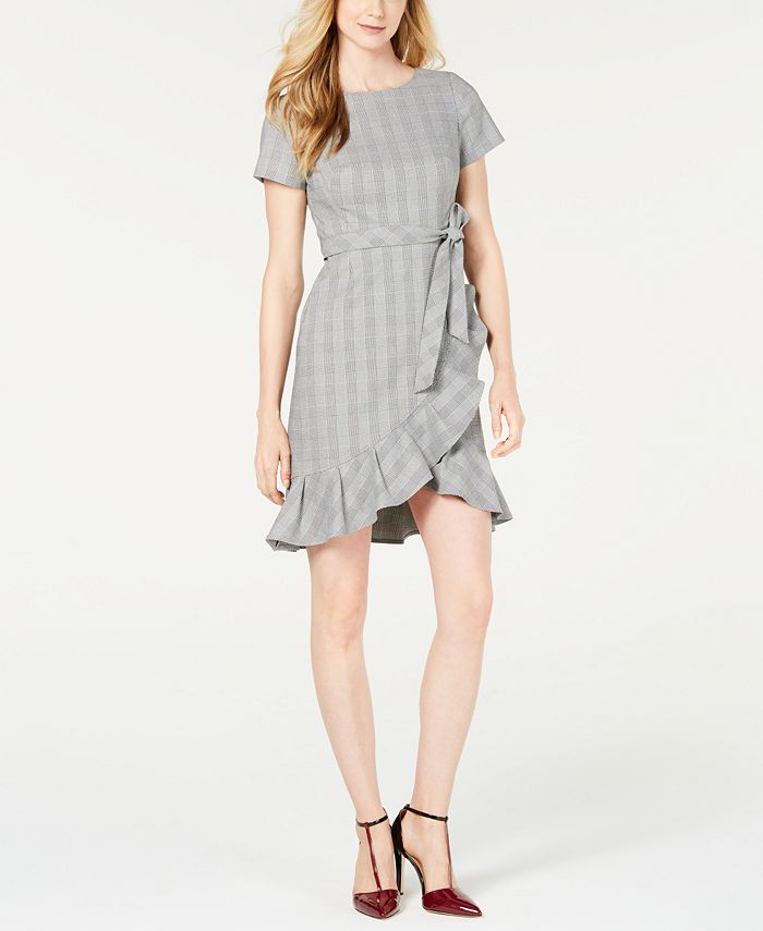 Calvin Klein Plaid Ruffled Dress & Reviews - Dresses - Women - Macy's