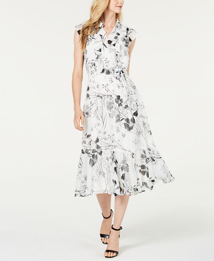 Calvin klein floral chiffon shirtdress 2025