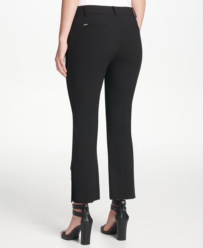 DKNY Petite Button-Detail Skinny Ankle Pants - Macy's