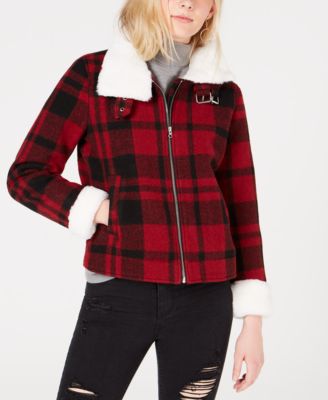 red plaid jacket with hood