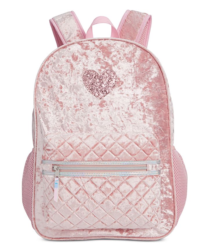 FAB Little & Big Girls Pink Crushed Velvet Glitter Backpack - Macy's