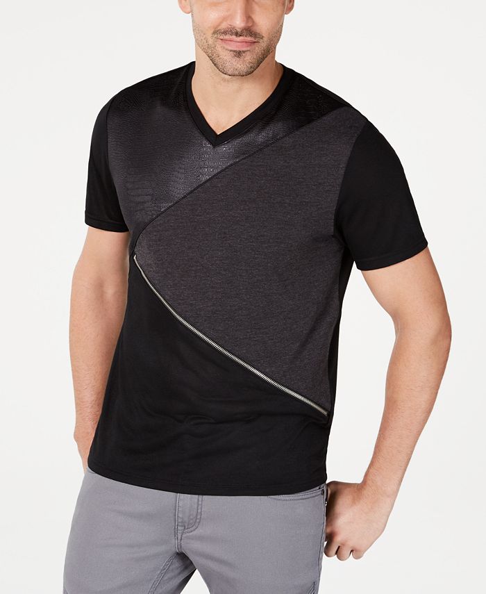 INC International Concepts INC Men's VNeck Mixed Media TShirt