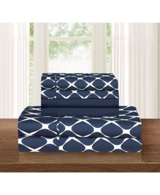 Geometric Printed Microfiber 4-Pc. Sheet Set, Twin