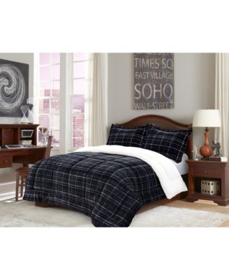 Plaid Micromink/Sherpa Reversible Down Alternative Microsuede 2-Pc. Comforter Sets, Twin