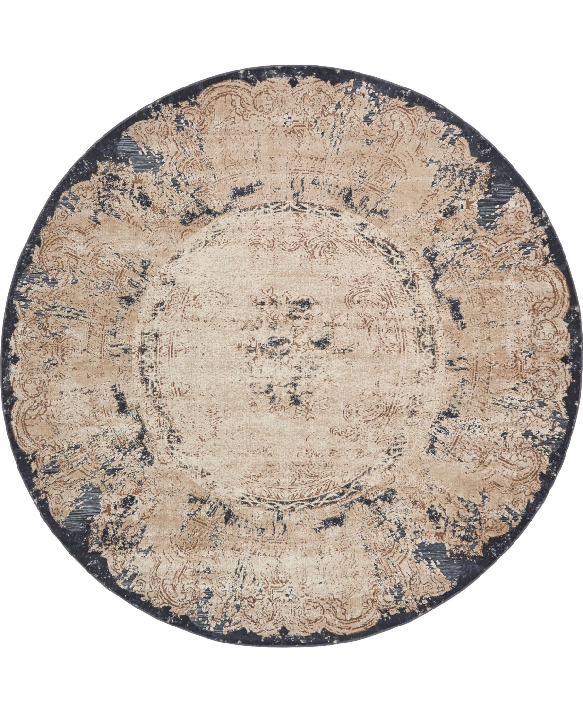 Bayshore Home Odette Ode9 Beige 8' x 8' Round Area Rug - Beige