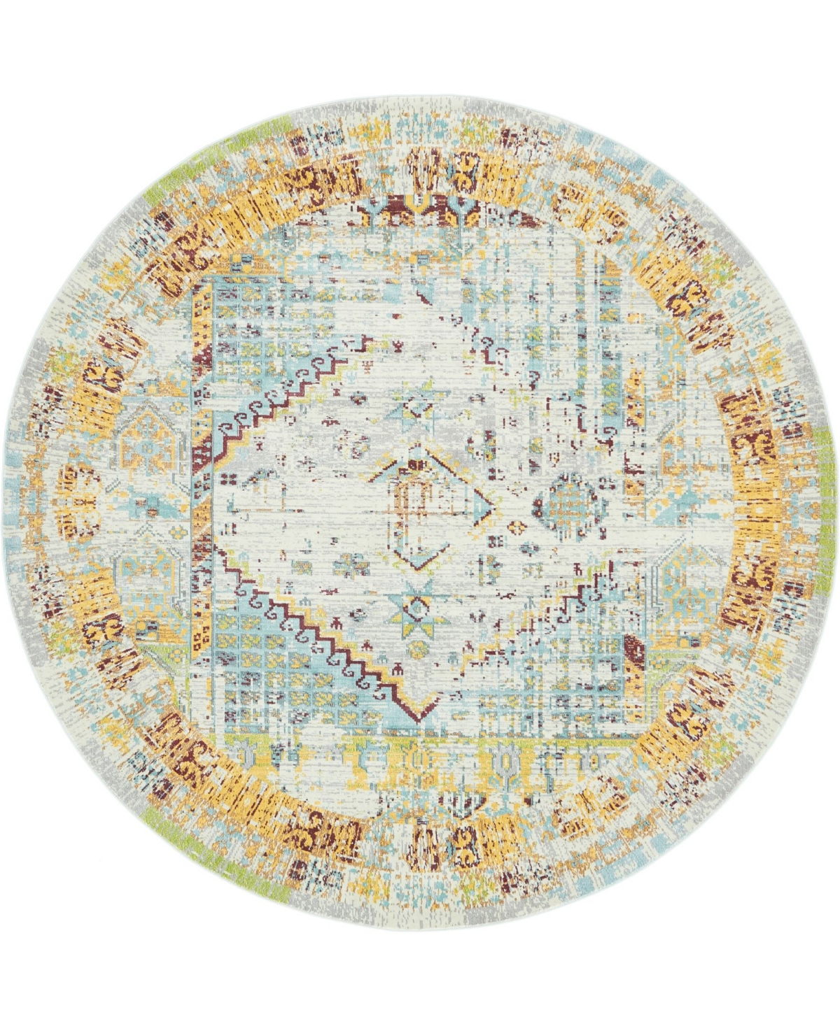 Bayshore Home Kenna Ken2 Light Blue 8' 4in x 8' 4in Round Area Rug - Light Blue