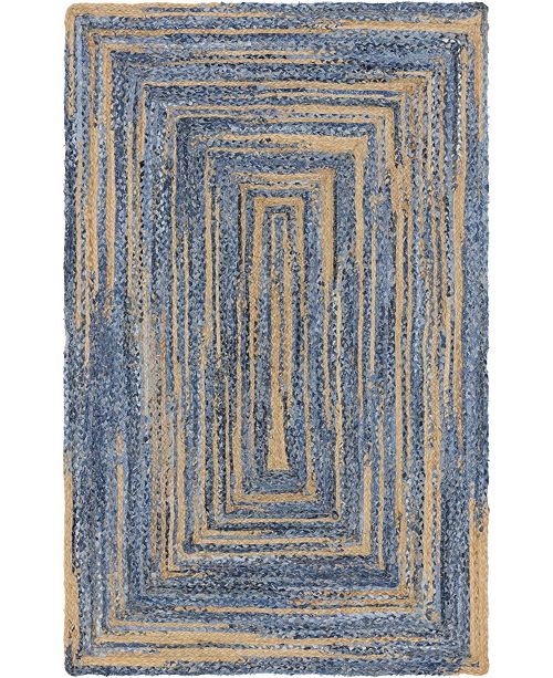 Bridgeport Home Roari Braided Chindi Rbc1 Blue Natural 5 X 8 Area Rug Reviews Rugs Macy S