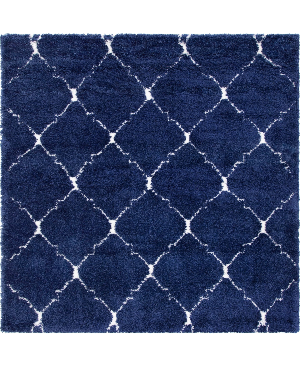 Bayshore Home Fazil Shag Faz5 Navy Blue 8' x 8' Square Area Rug - Navy Blue