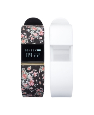 image of iFitness Activity Tracker with Black Floral Strap and Bonus White Strap