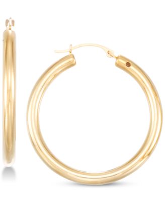Signature Gold - Diamond Accent Round Hoop Earrings in 14k Gold Over Resin