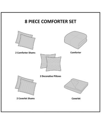 Marina Printed Seersucker 8-Pc. Comforter and Coverlet Set, King/California King