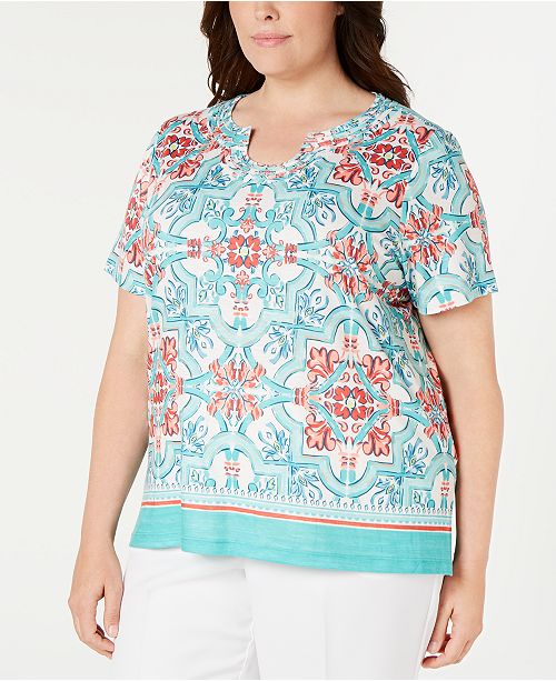 Alfred Dunner Plus Size Santa Fe Printed Top Reviews Macy S