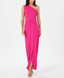 Draped One-Shoulder Gown