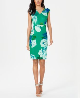calvin klein green floral dress
