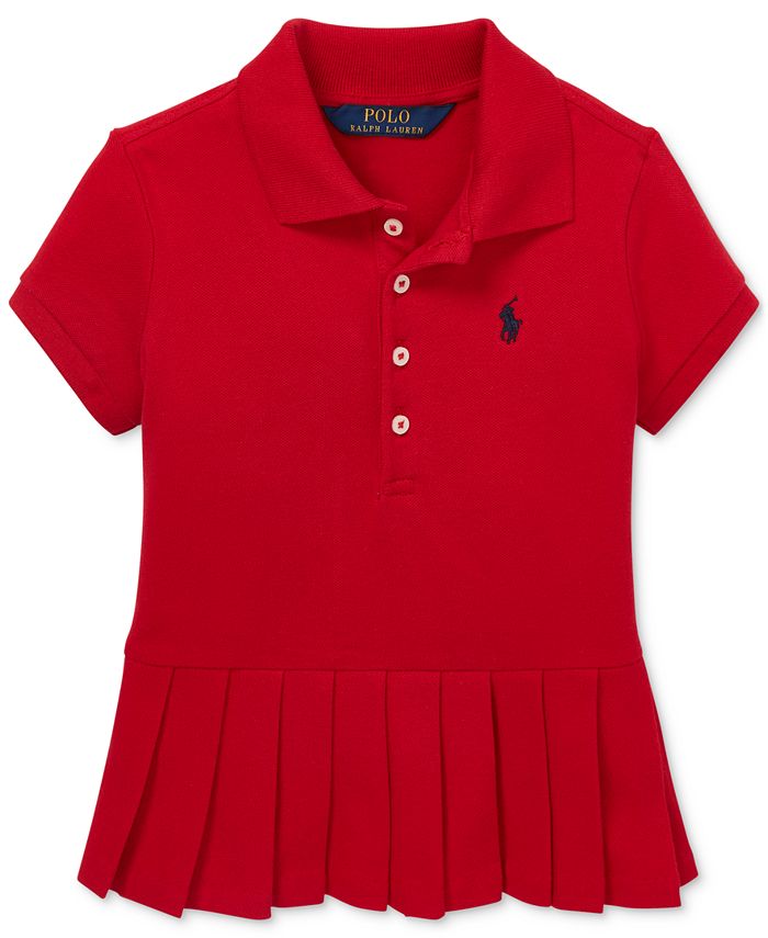 Polo Ralph Lauren Little Girls Pleated-Hem Stretch Mesh Polo Shirt - Macy's
