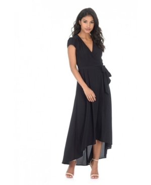 Ax Paris Capped Sleeve Waterfall Dress In Black | ModeSens