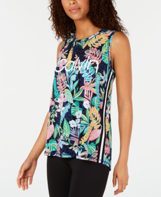 Calvin Klein - Island Cheetah Logo Varsity-Stripe Tank Top