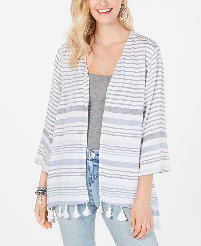 Style & Co Striped Tassel-Hem Kimono, Created for Macy's & Reviews ...