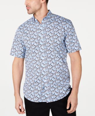 Club Room - Men's Regular-Fit Stretch Zebra-Print Shirt