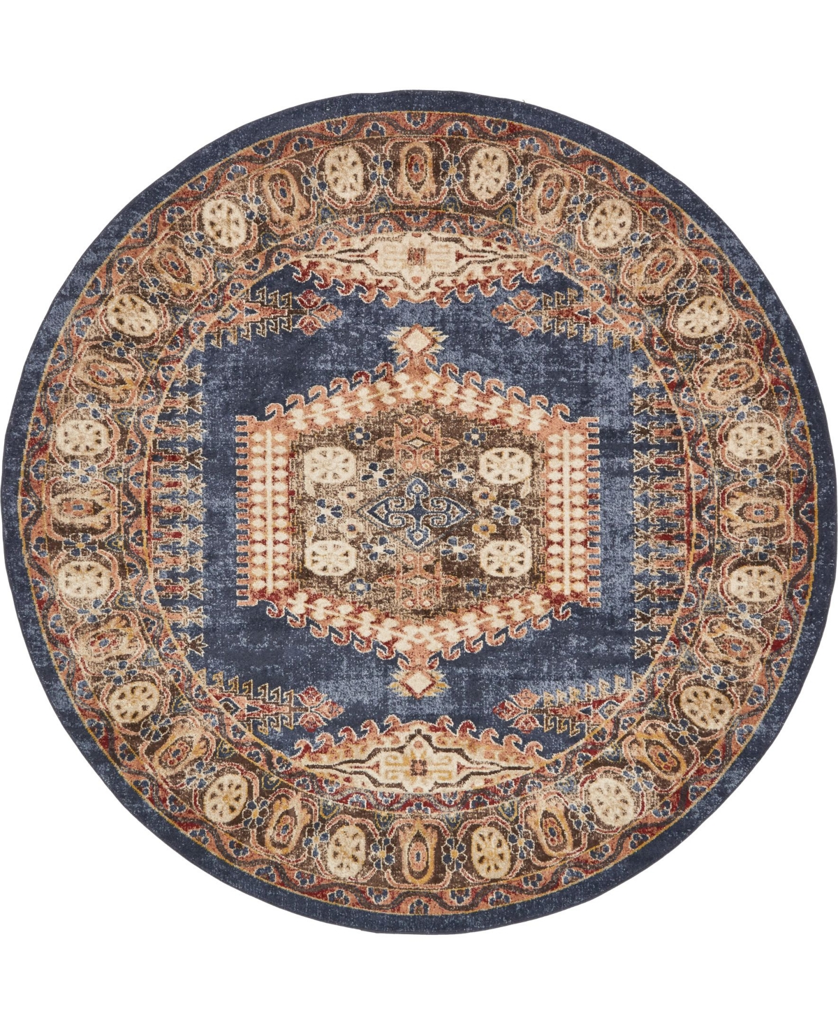 Bayshore Home Shangri Shg4 8' x 8' Round Area Rug - Navy Blue