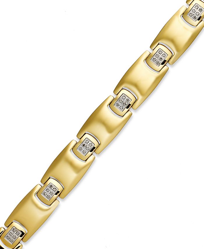 Macy's Men's Diamond Bracelet in Gold IonPlated Stainless Steel (1/4 ct. t.w.) Macy's