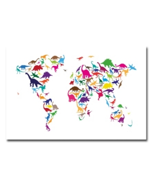 Trademark Global Michael Tompsett 'dinosaur World Map' Canvas Art In Multi