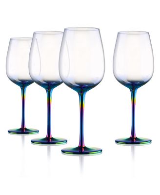 Artland - Set of 4 Mesa Wine 14oz each with a clear bowl and rainbow stem and foot.