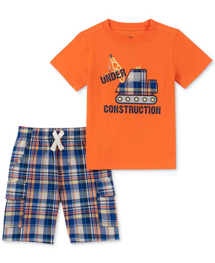 Kids Headquarters Baby Boys 2-Pc. T-Shirt & Plaid Shorts Set - Macy's