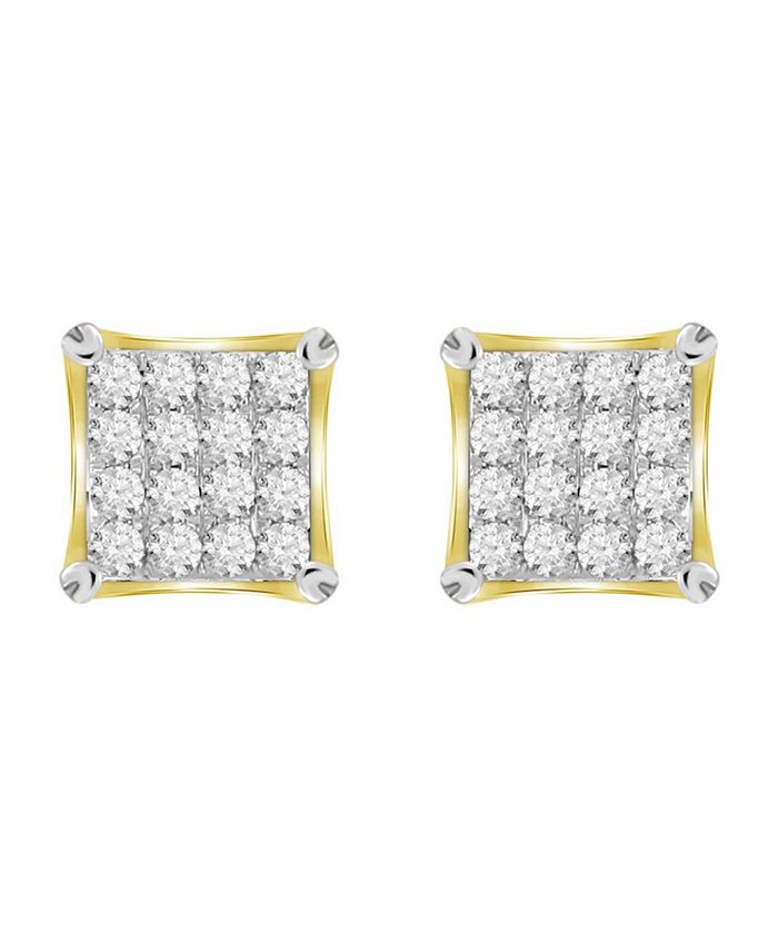 Macy's - Men's Diamond (3/4 ct.t.w.) Square Earring Set in 10k Yellow Gold