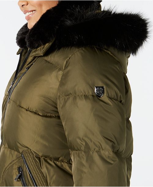 Vince Camuto Plus Size Faux Fur Trim Puffer Coat Reviews Coats Plus Sizes Macy S