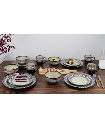 Lorren Home Trends - 16 Piece Glazed Dinnerware Neutral (Service for 4)